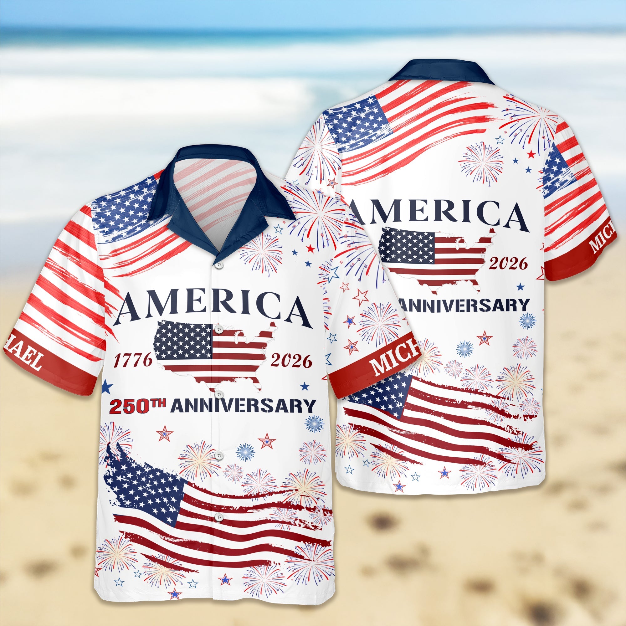 Custom Name America 250th Anniversary Hawaii Shirt HO82 901538