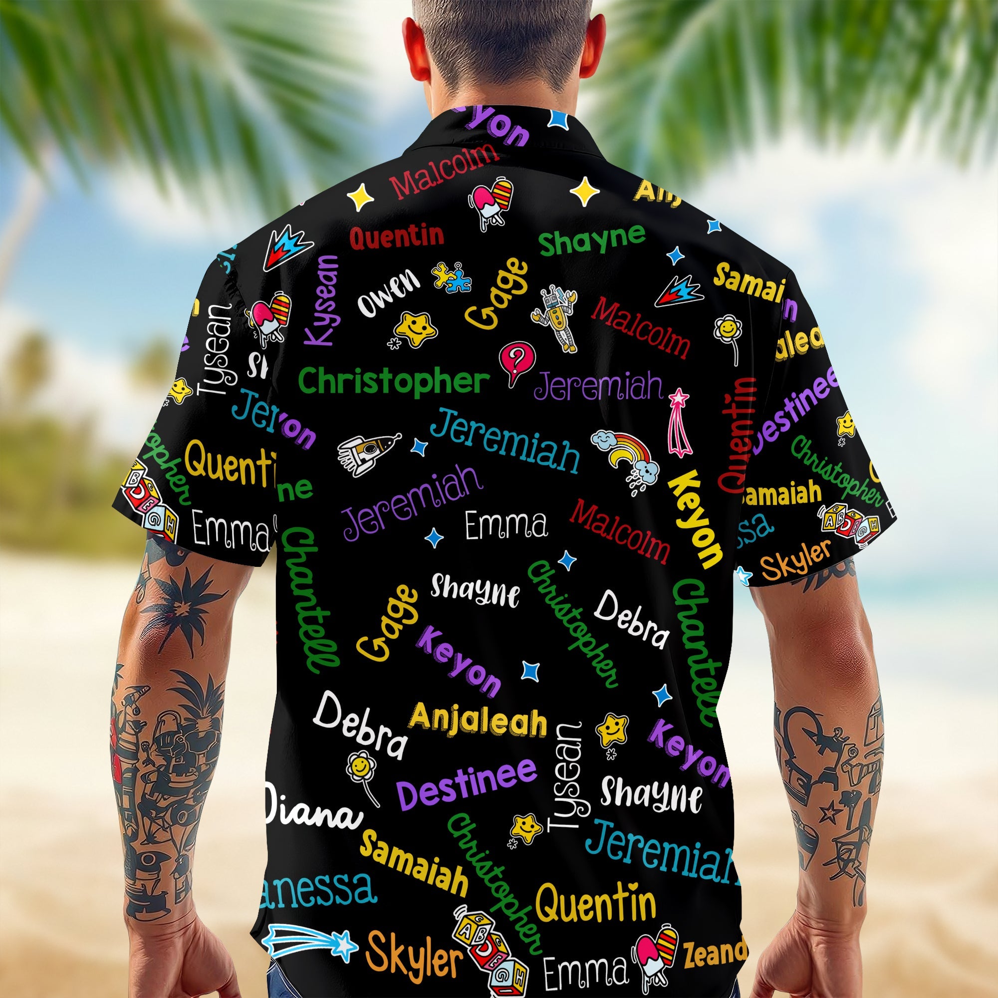 Personalized Papa Kids Name Word Art Hawaii Shirt - Gift For Dad, Father's Day HO82 902482