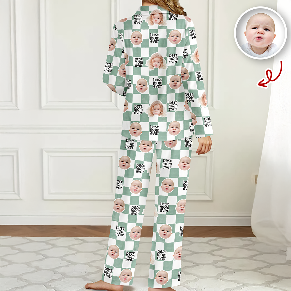 Custom Baby Face Best Dad, Mom Ever Retro Pajamas - Personalized Gift for Parents, Father's Day LM32 669007