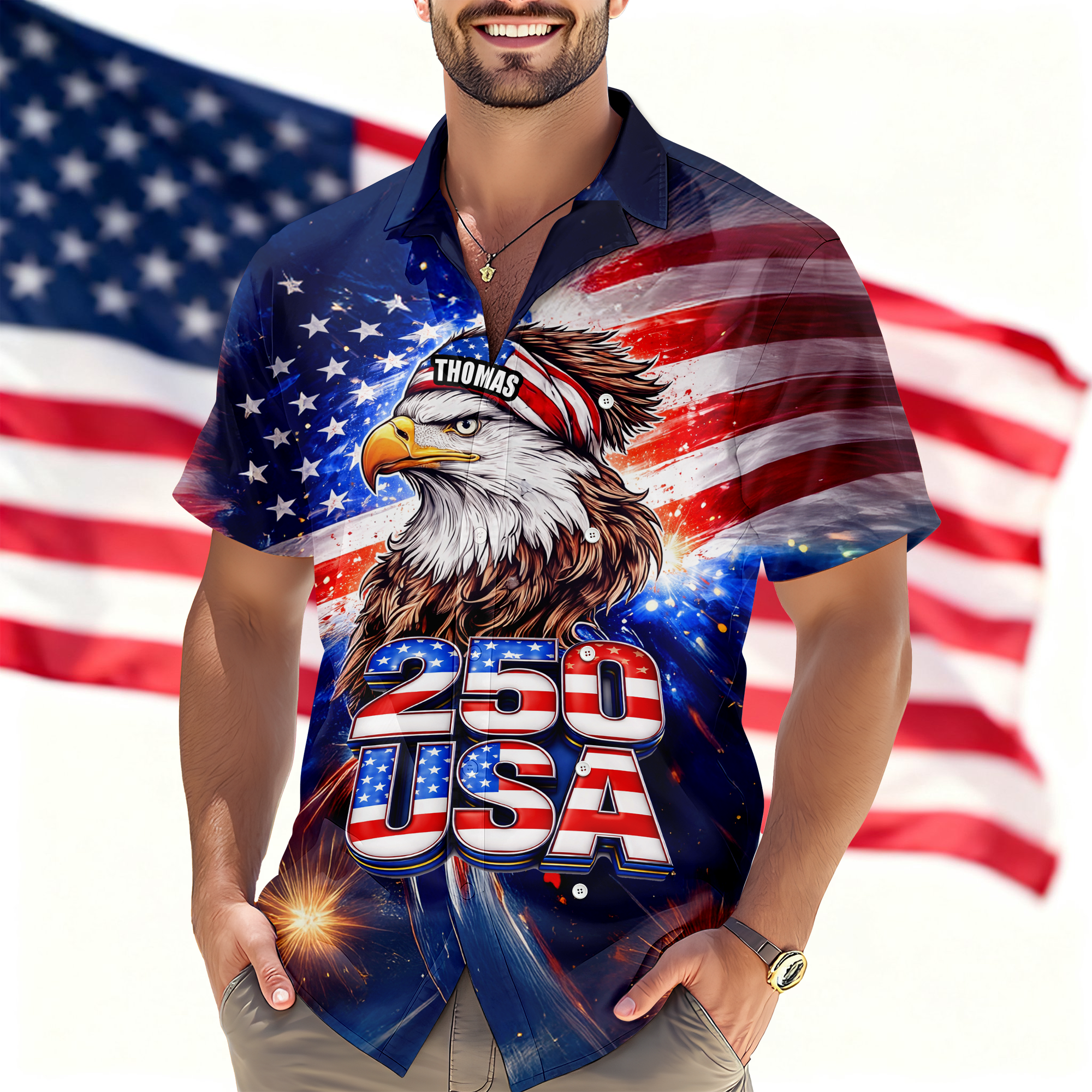 Personalized Name 250 Eagle America Patriotic Hawaii Shirt HA75 921008
