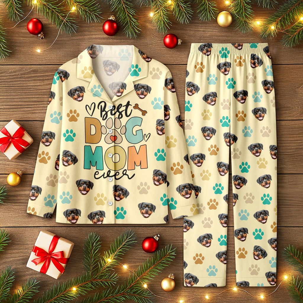 Custom Photo Best Dog Mom Ever - Personalized Pajamas Gift For Dog Lovers CH07 899048