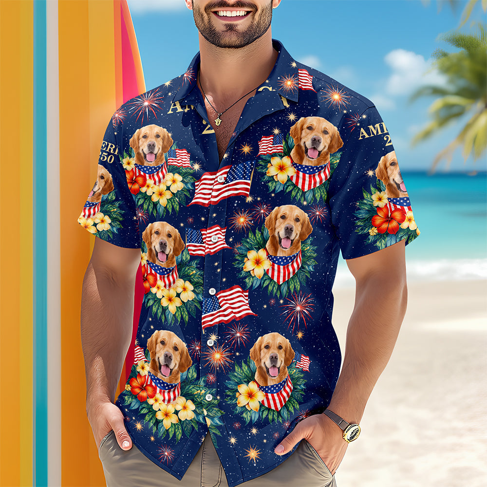 Custom Dog Cat Photo 250th Anniversary of America Hawaii Shirt Gift For Pet Lovers CH07 911048