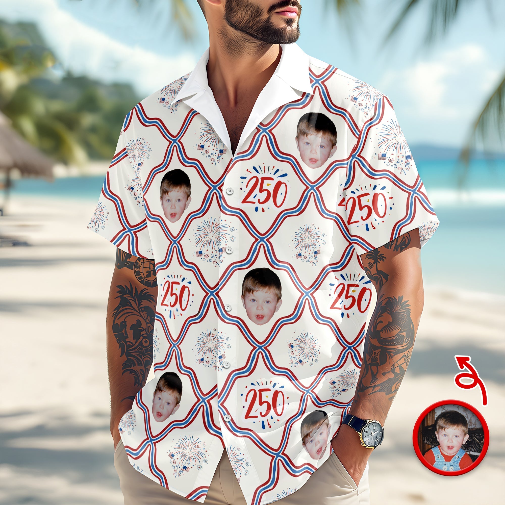Custom Photo USA 250th Anniversary Patriotic Hawaii Shirt HA75 898818