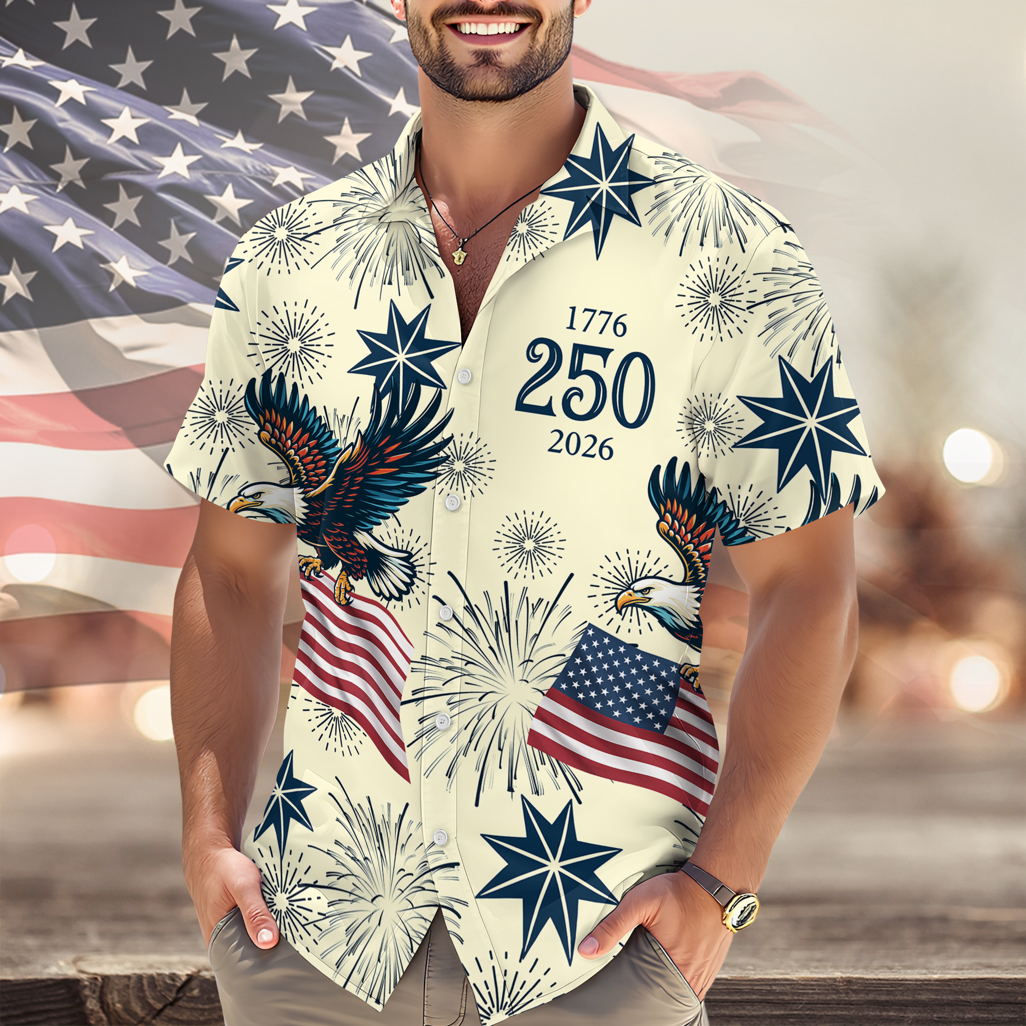 Personalized USA 250 Anniversary Eagle 1776-2026 Hawaii Shirt TH10 898325