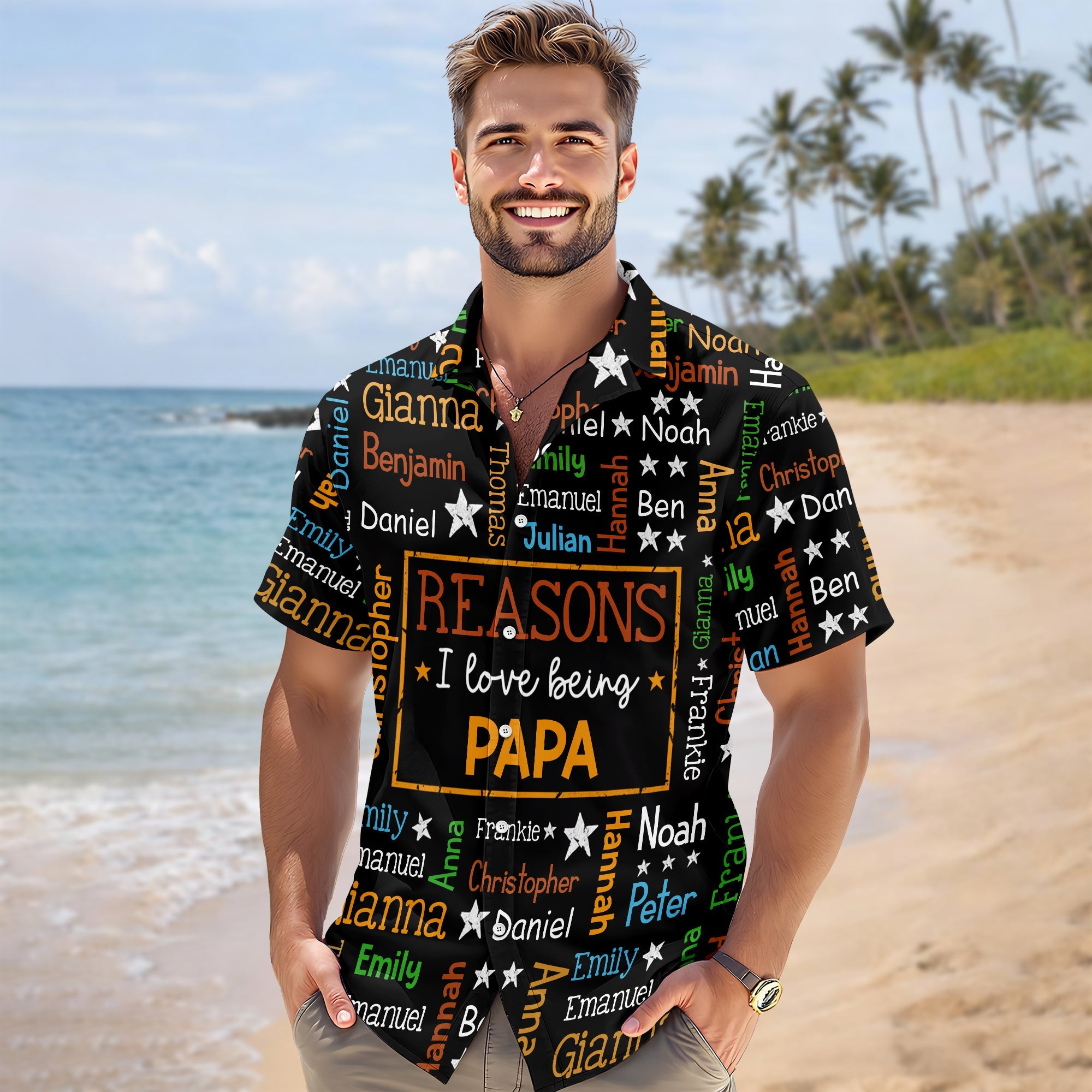 Personalized Kids Name Grandpa Word Art Hawaiian Shirt - Gift For Grandpa, Dad, Father's Day HO82 902486