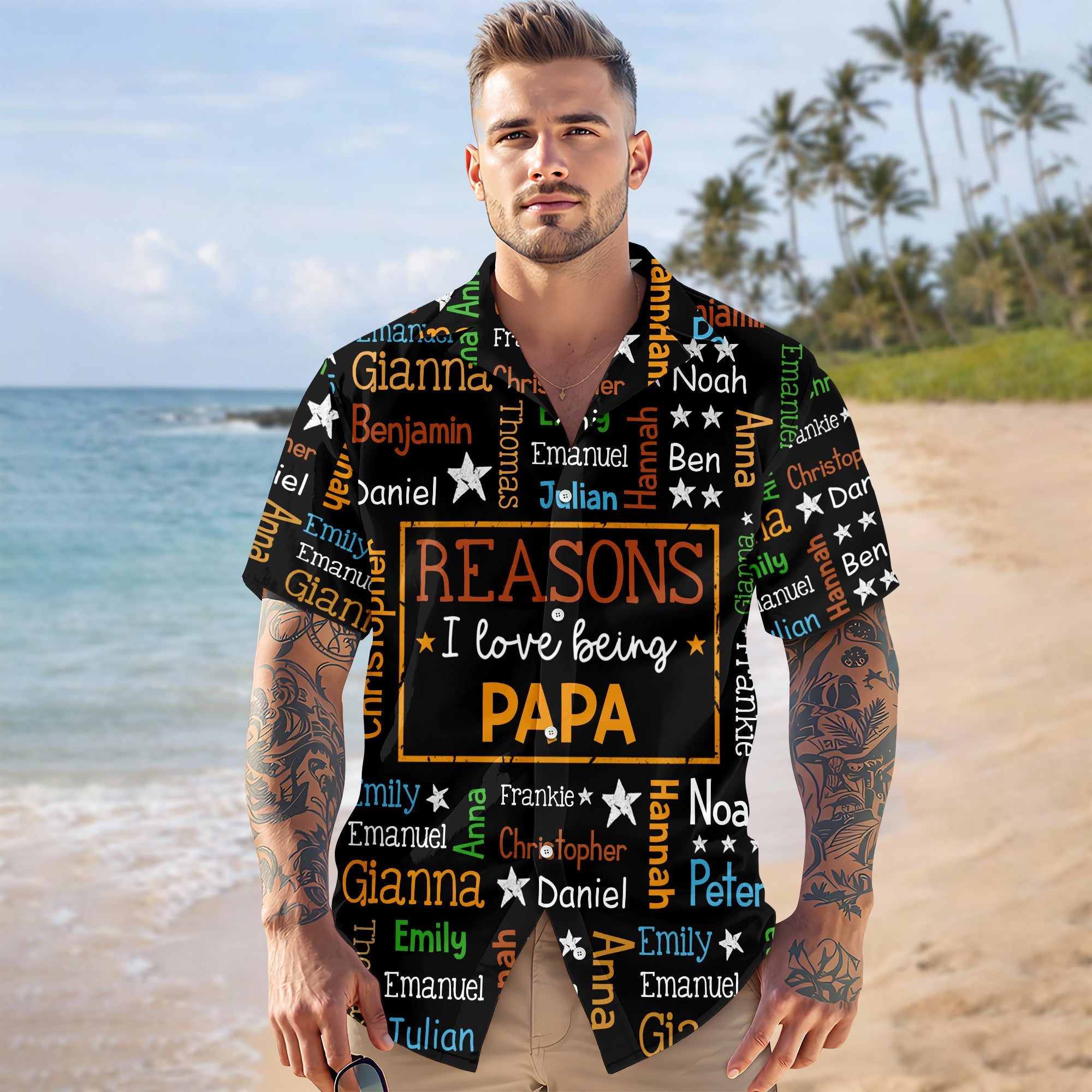 Personalized Kids Name Grandpa Word Art Hawaiian Shirt - Gift For Grandpa, Dad, Father's Day HO82 902486