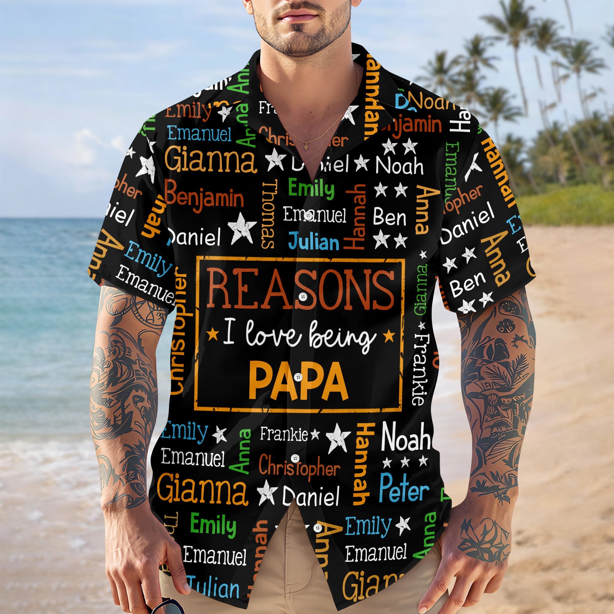 Personalized Kids Name Grandpa Word Art Hawaiian Shirt - Gift For Grandpa, Dad, Father's Day HO82 902486