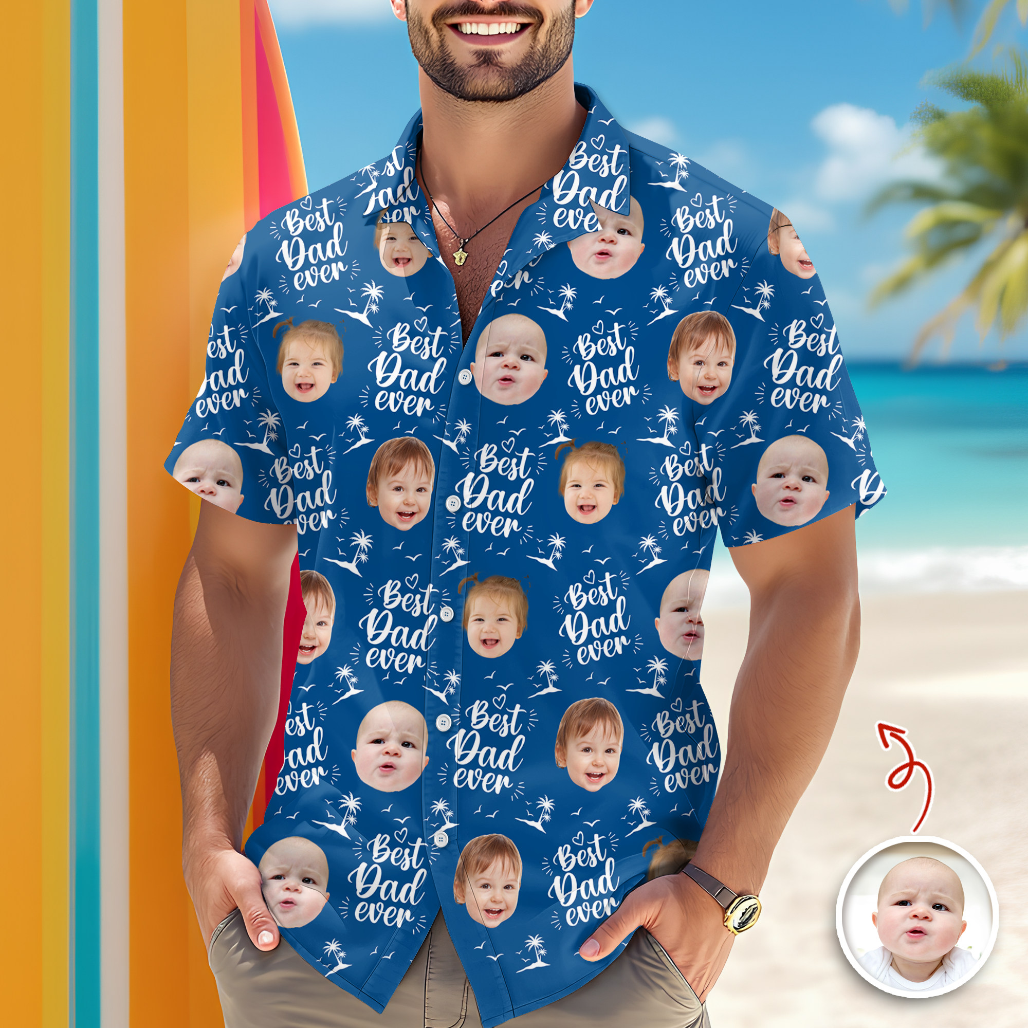 Custom Photo Best Dad Ever Hawaii Shirt - Personalized Father's Day Gift HA75 921318