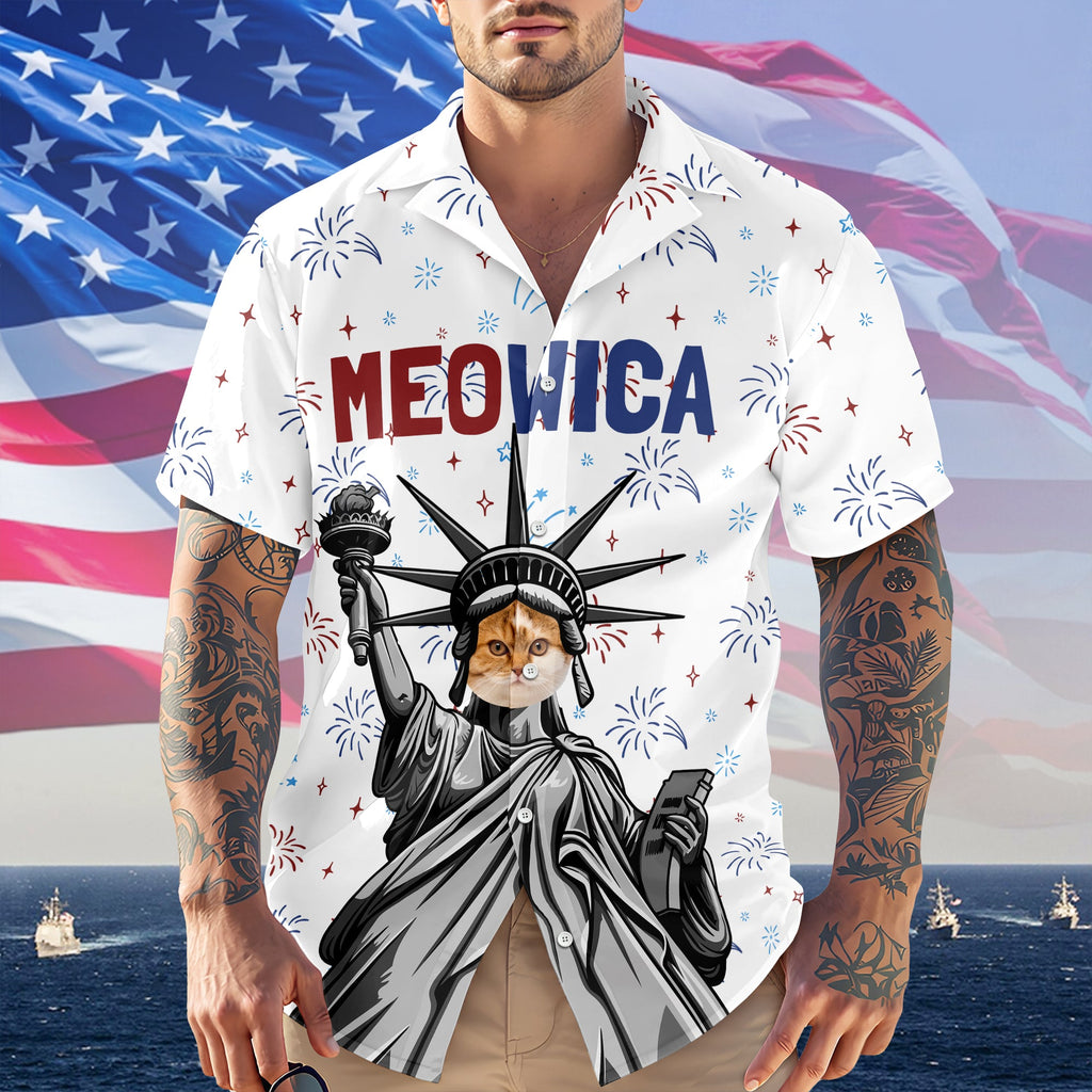 Custom Cat Photo Meowica Hawaii Shirt TH10 169433