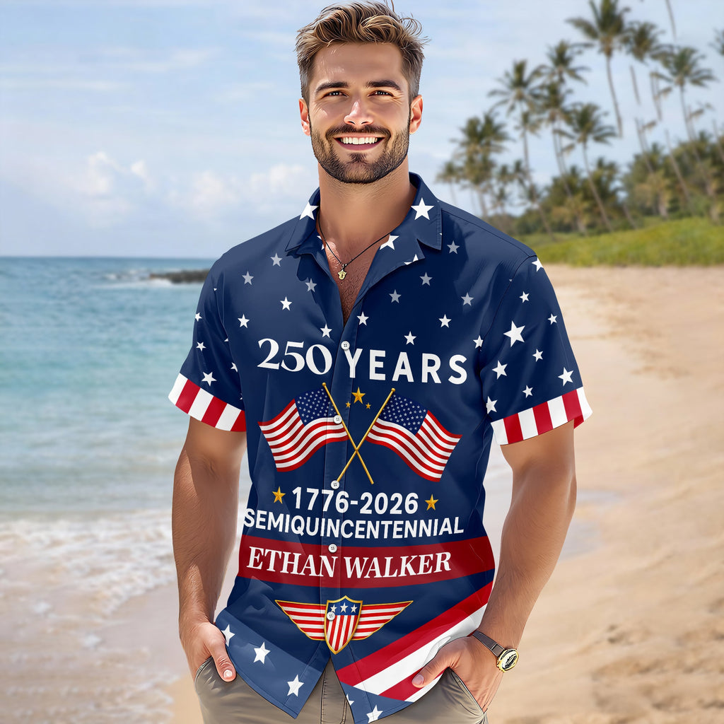 Custom Name USA 250 Years Semiquincentennial 1776-2026 Hawaii Shirt LM32 899543