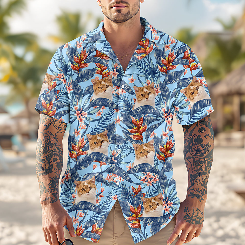 Custom Cat Photo In The Air Hawaii Shirt Gift For Cat Lovers HO82 893836