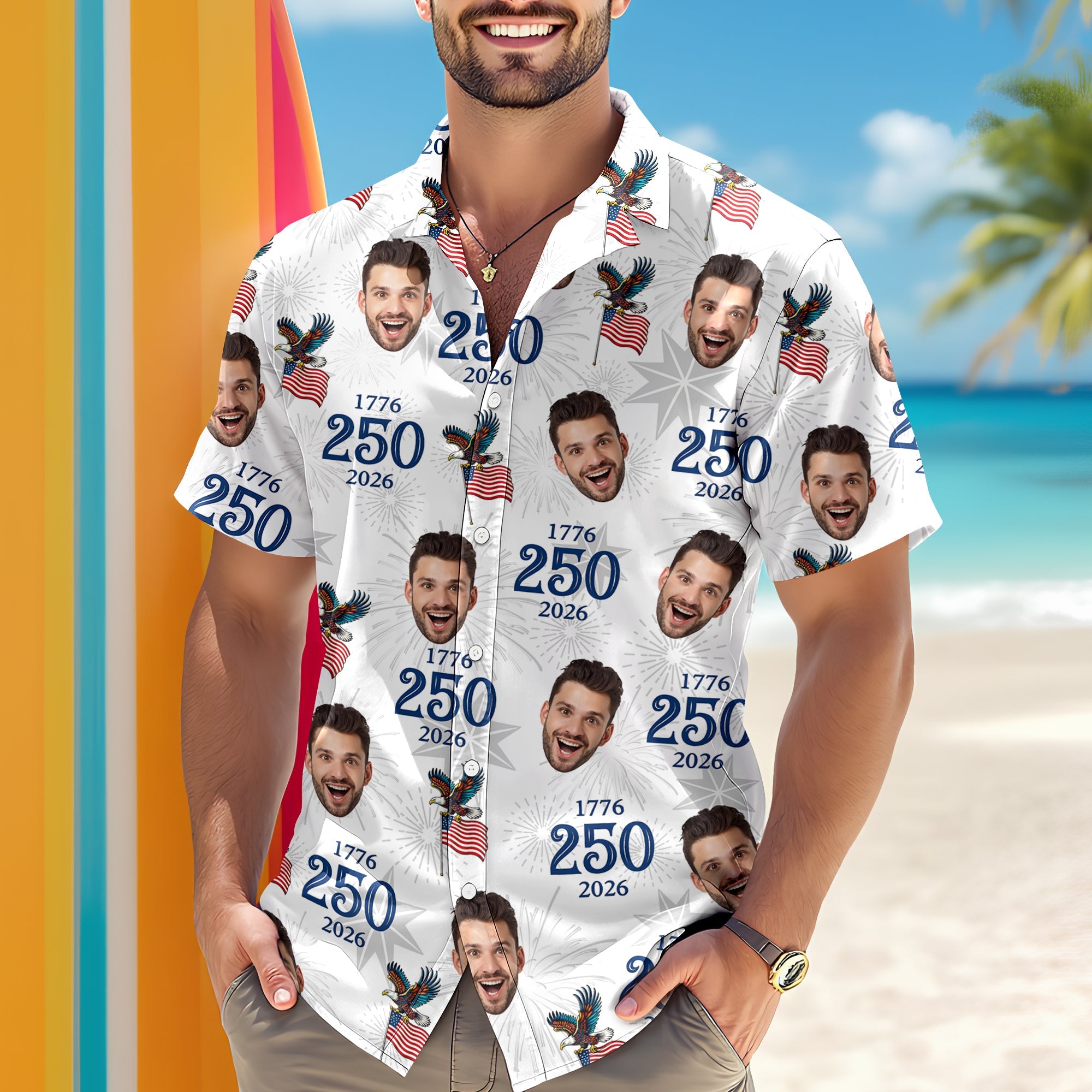 Custom Photo USA 250 Anniversary 1776-2026 Hawaiian Shirt HO82 902050