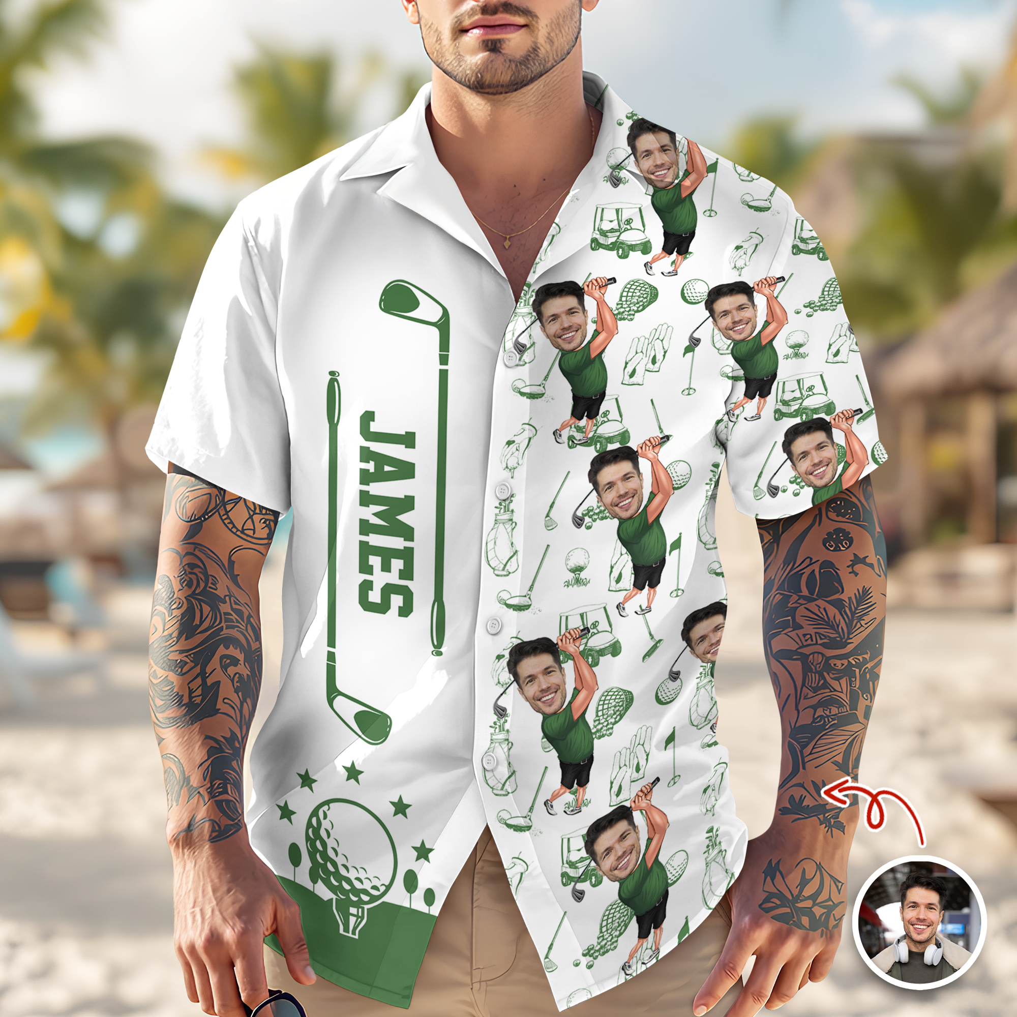 Custom Funny Golfer Photo Hawaii Shirt Gift For Golfer, Golf Lovers LM32 897615