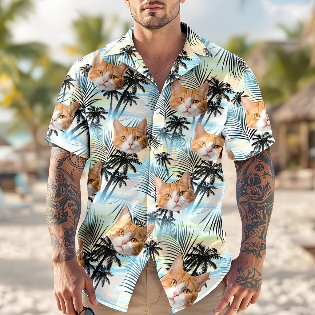 Custom Cat Photo Tropical Summer Hawaii Shirt - Gift for Cat Lovers HO82 902402