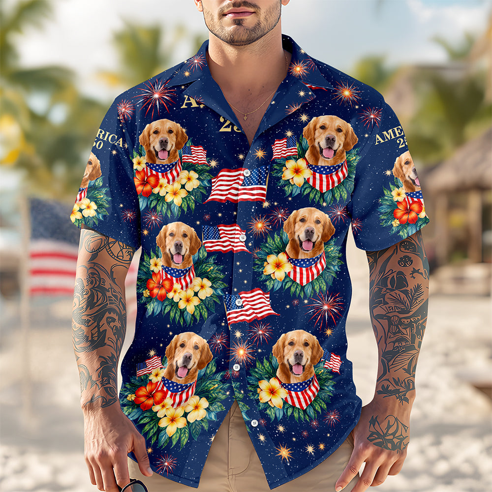 Custom Dog Cat Photo 250th Anniversary of America Hawaii Shirt Gift For Pet Lovers CH07 911048
