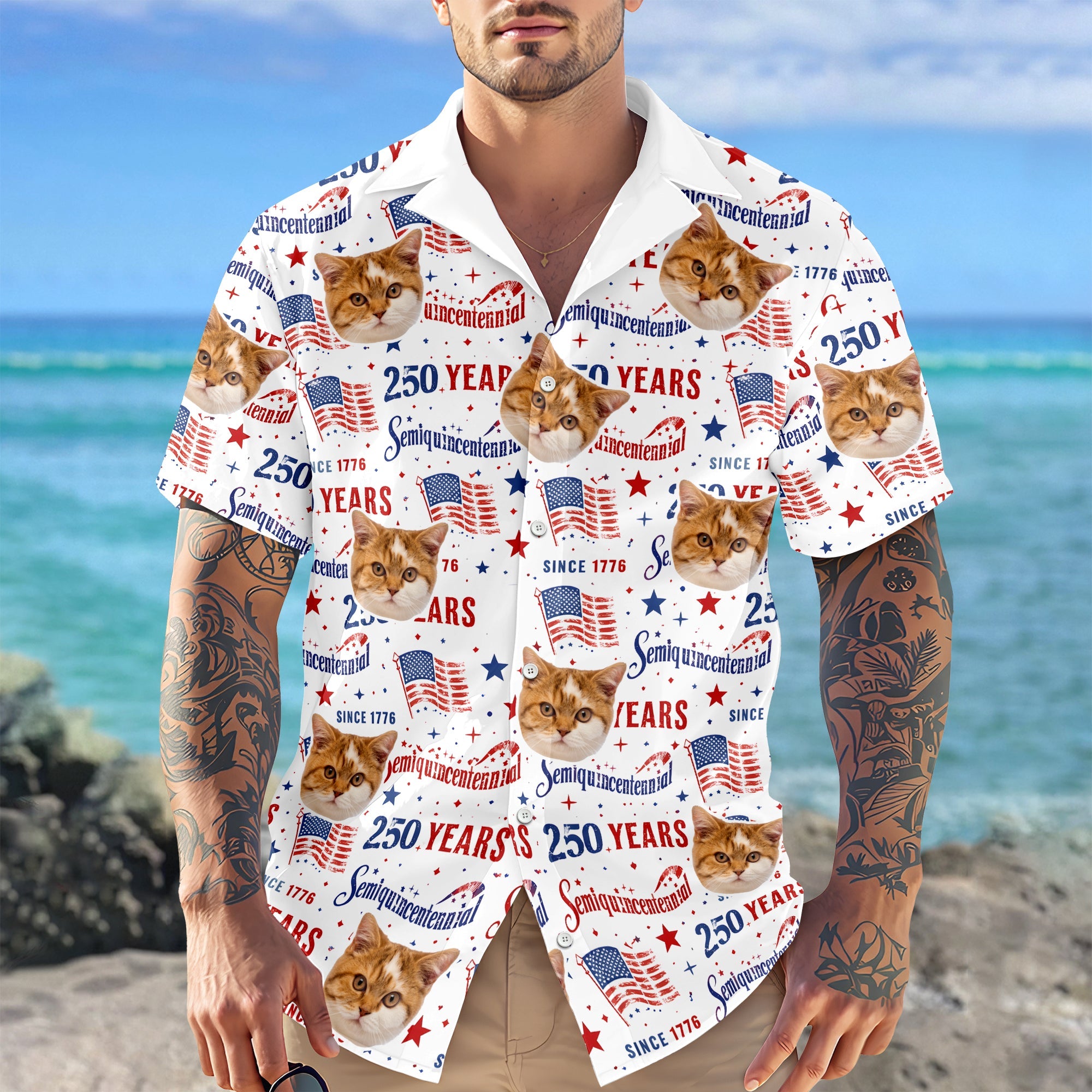 Custom Dog Cat Photo 250 Years of America Semiquincentennial Hawaii Shirt LM32 899507