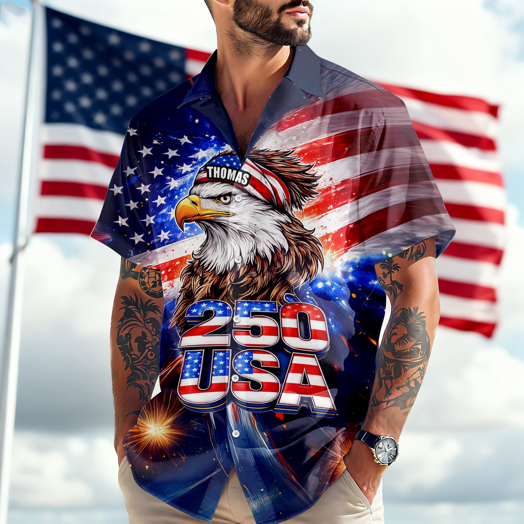 Personalized Name 250 Eagle America Patriotic Hawaii Shirt HA75 921008