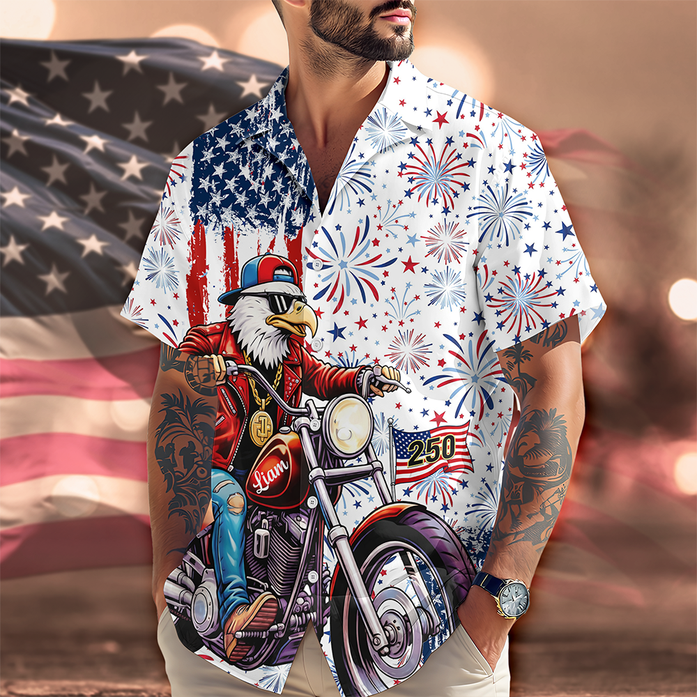 Personalized Name Eagle US Flag Hawaii Shirt HA75 920892