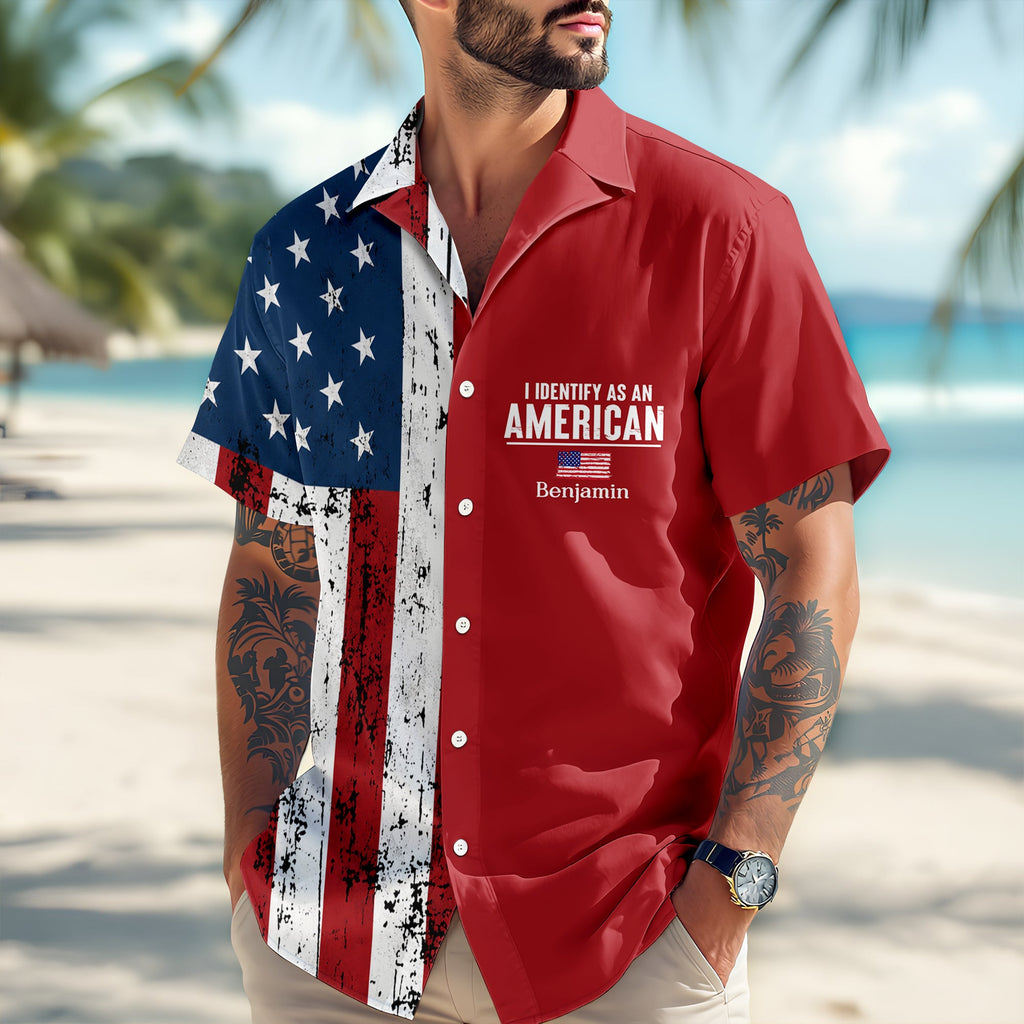 Personalized I Identify As An American With Patriotic USA Flag Hawaiian Shirt LM32 669229