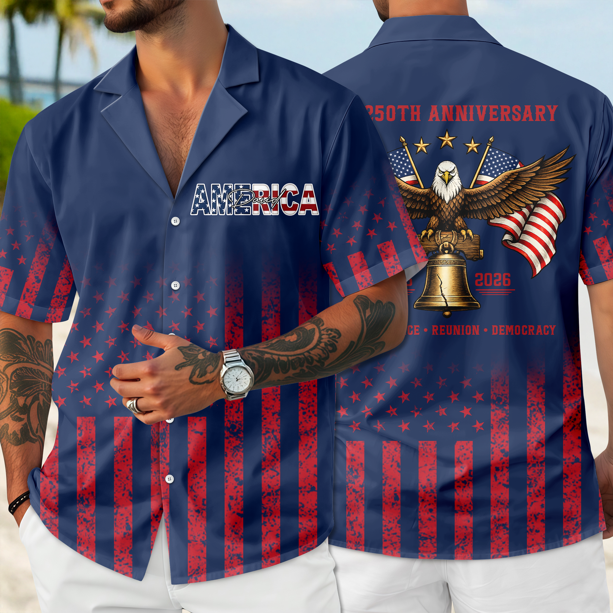 Custom Name Eagles 250th Birthday Independence - Reunion - Democracy Hawaii Shirt LM32 899089