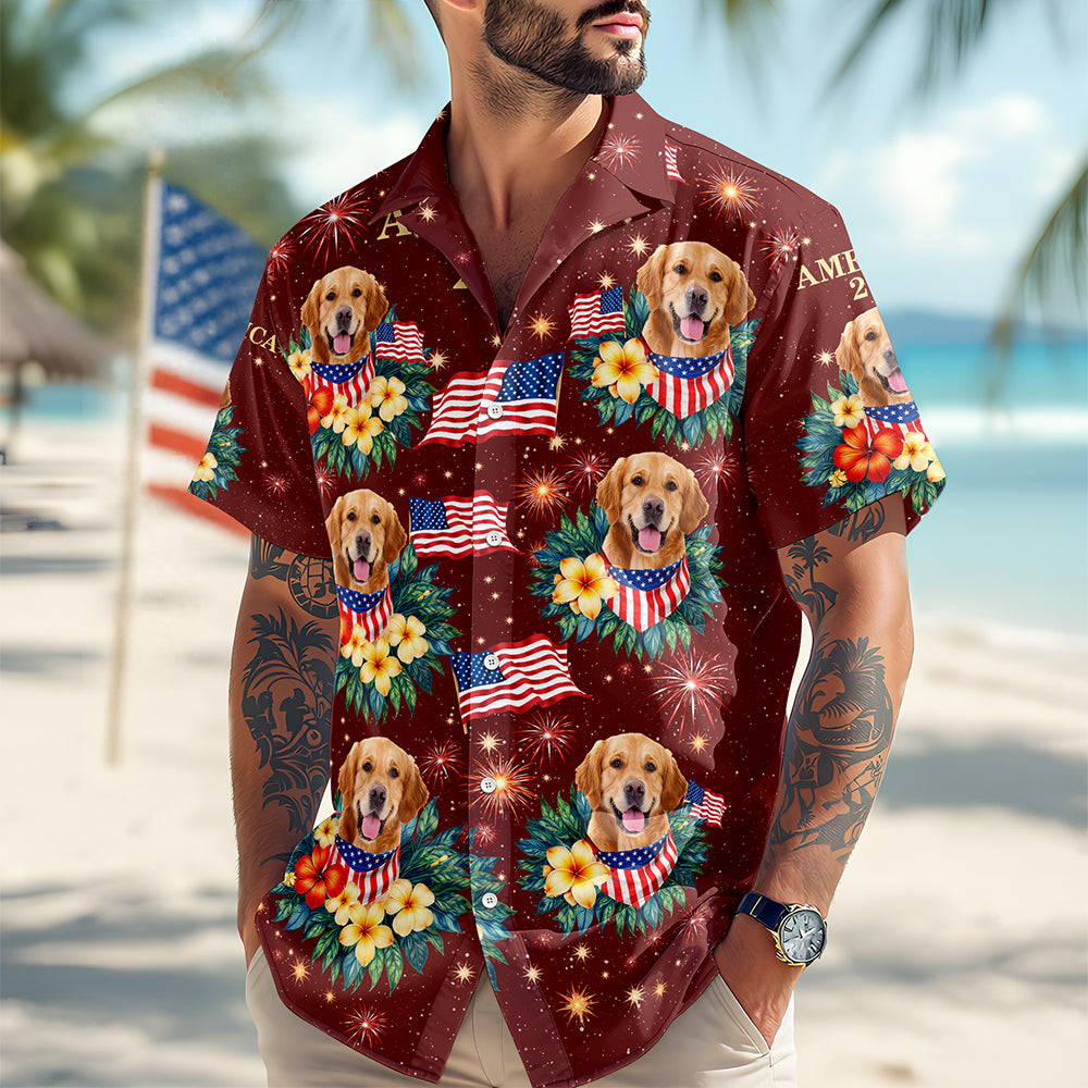 Custom Dog Cat Photo 250th Anniversary of America Hawaii Shirt Gift For Pet Lovers CH07 911048