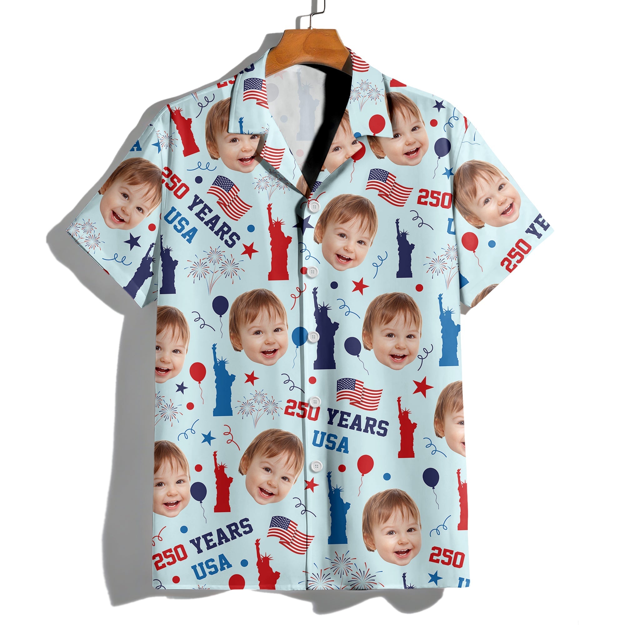 Custom Face Photo 250 Years USA Hawaiian Shirt Patriotic Summer Gift LM32 668907