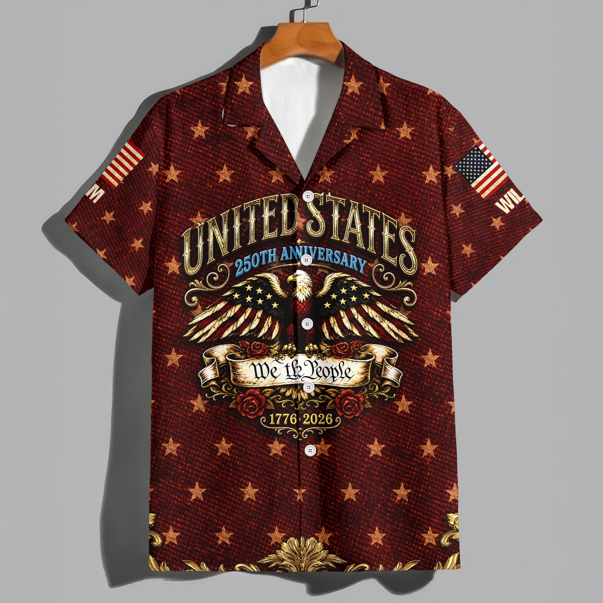 Custom Name Vintage USA 250 Years Anniversary Patriotic Eagle Freedom Faith Hawaii Shirt HO82 902530