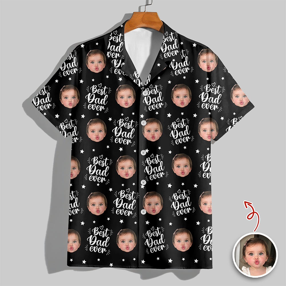 Custom Photo Best Dad Ever Hawaii Shirt - Personalized Father's Day Gift HA75 921318