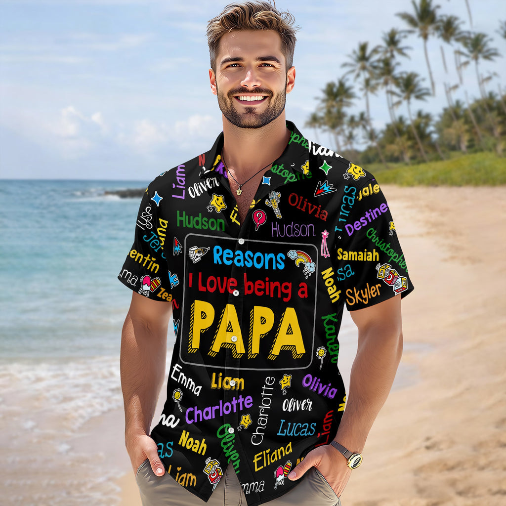 Personalized Papa Kids Name Word Art Hawaii Shirt - Gift For Dad, Father's Day HO82 902482