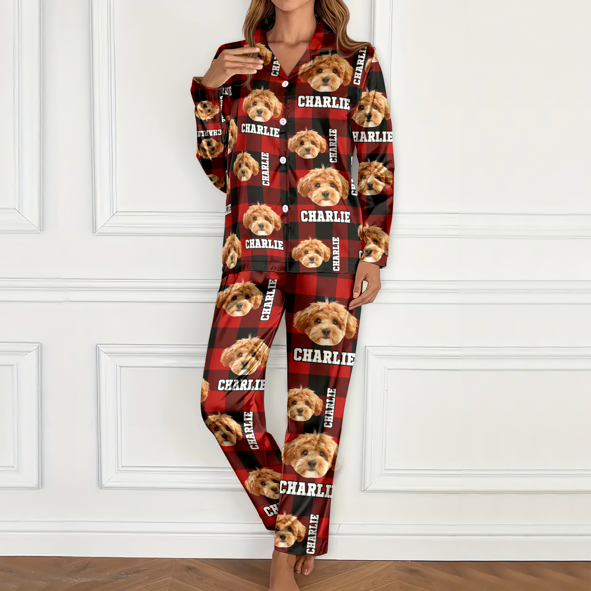 Custom Photo Name Dog Cat Satin Pajamas CH07 896208