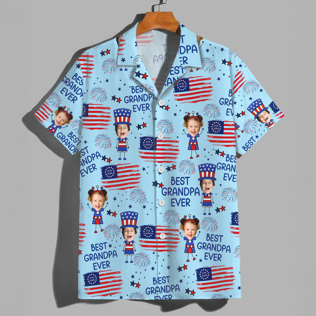 Custom Photo Best Dad Ever With American Flag Hawaii Shirt LM32 668905