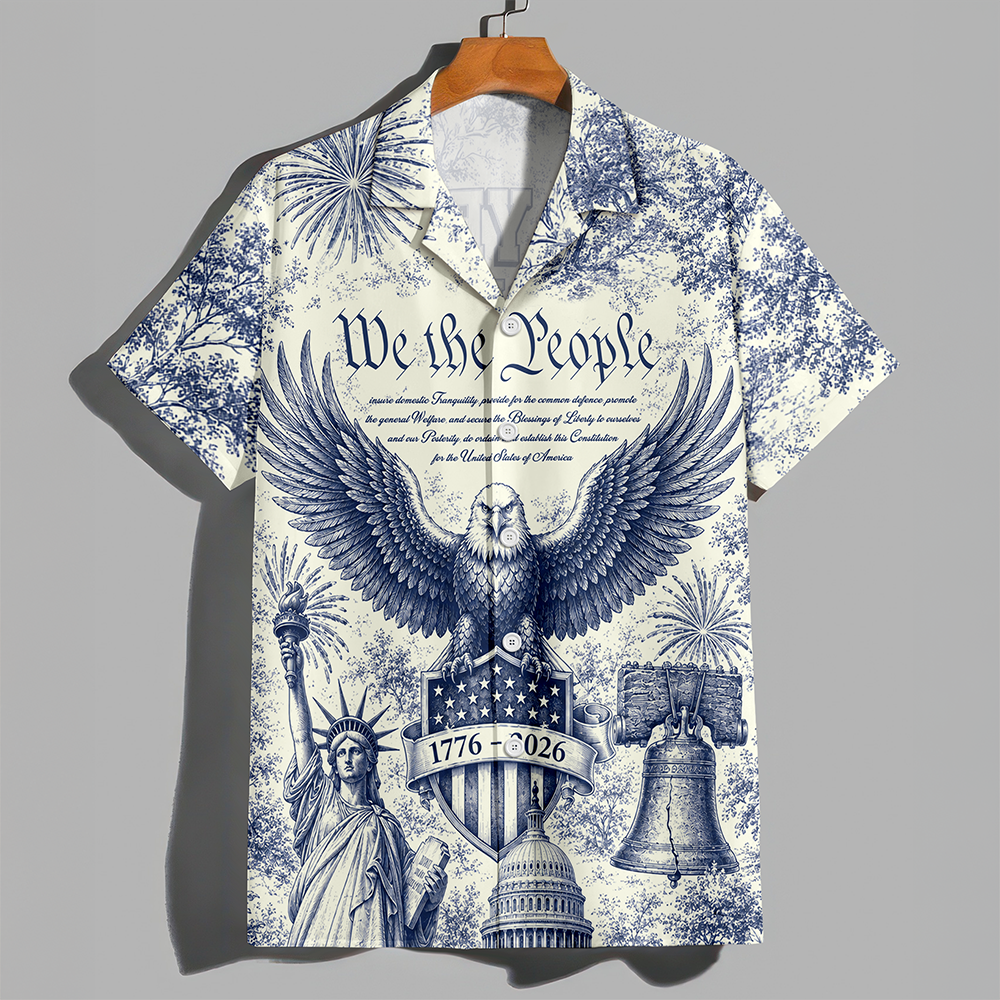 USA 250 Years Of Freedom - We The People Toile De Jouy Style Patriotic Hawaii Shirt Patriotic 4th Of July Hawaii Shirt CH07 911614