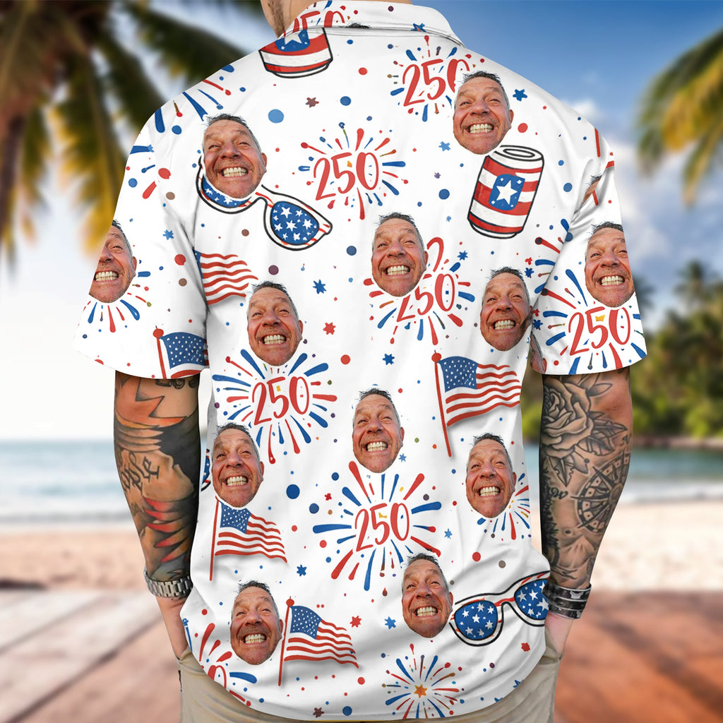 Custom Photo USA 250th Anniversary Floral American Flag Hawaii Shirt HA75 898940