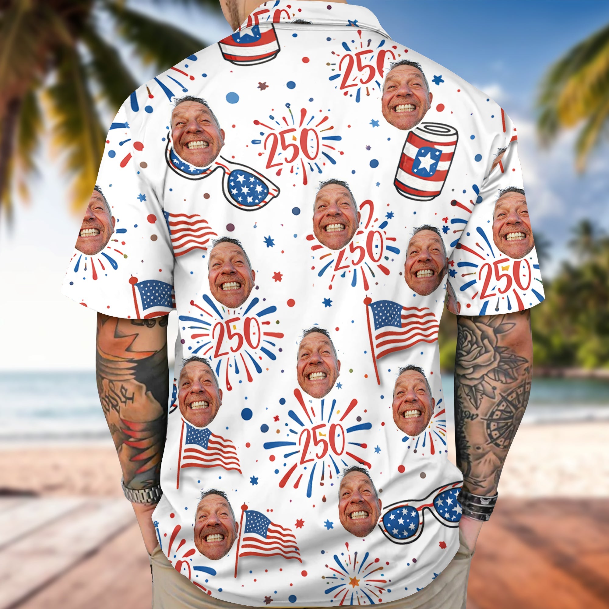 Custom Photo USA 250th Anniversary Floral American Flag Hawaii Shirt HA75 898940
