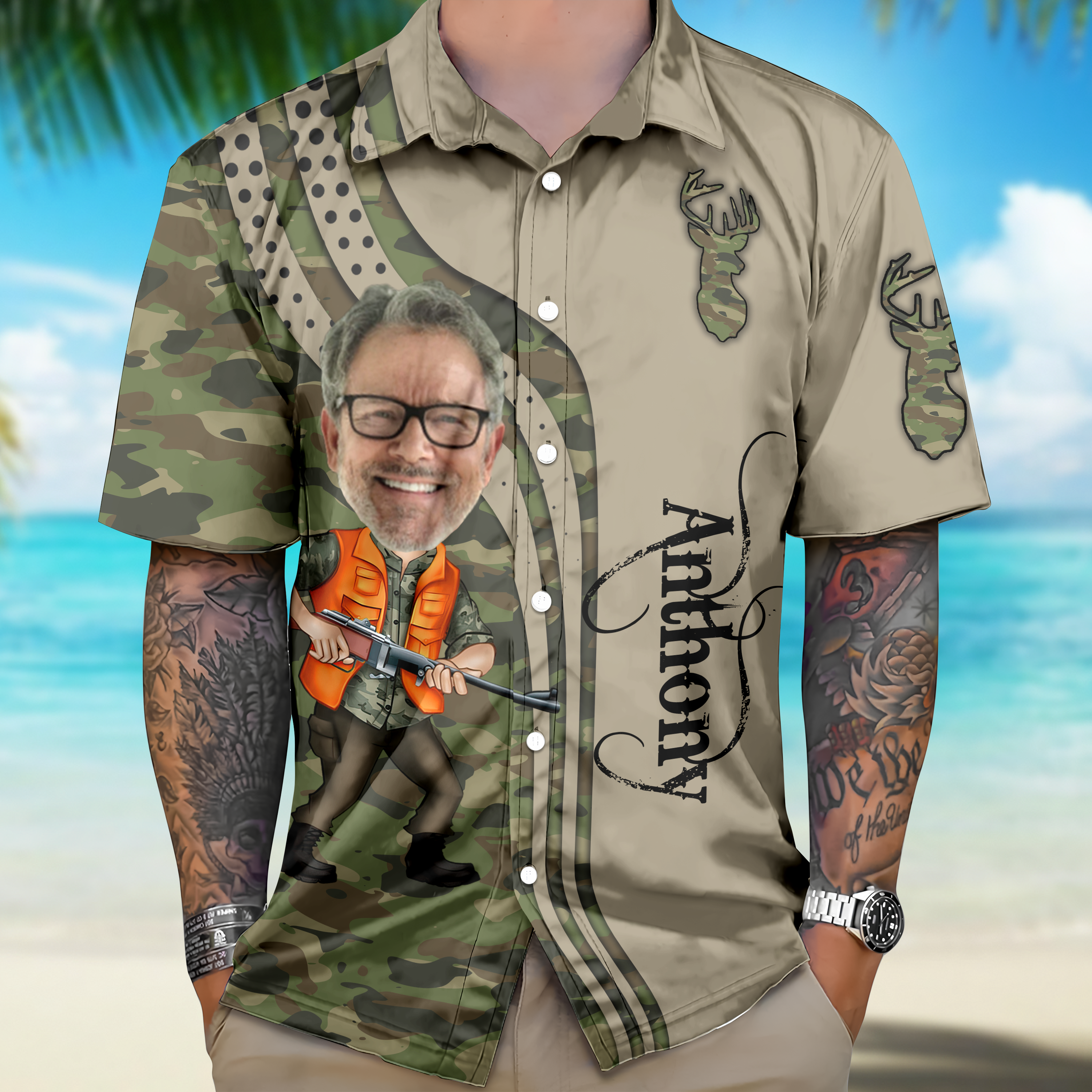 Custom Dad Photo Best Dad Ever Hunting Hawaii Shirt Gift For Hunting Lovers HO82 893792