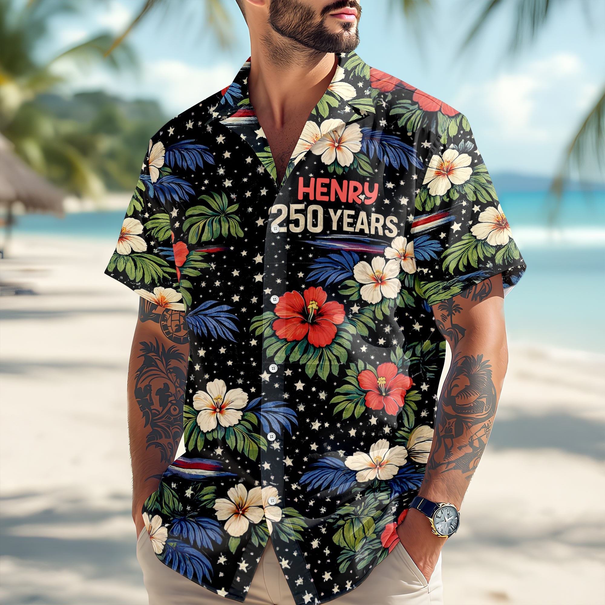 Custom Name 250 Years Semiquincentennial Eagles Tropical Hawaii Shirt LM32 899109