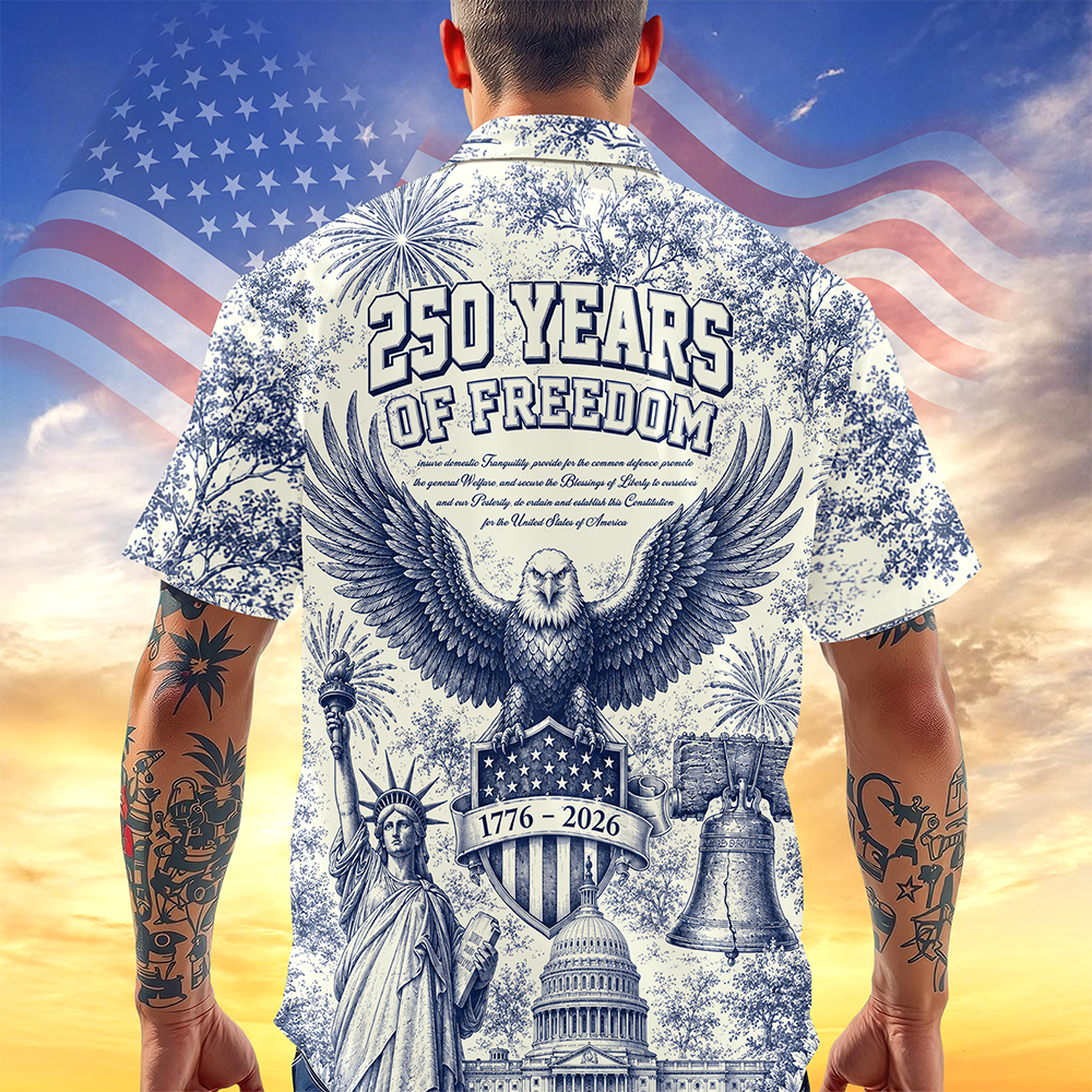 USA 250 Years Of Freedom - We The People Toile De Jouy Style Patriotic Hawaii Shirt Patriotic 4th Of July Hawaii Shirt CH07 911614