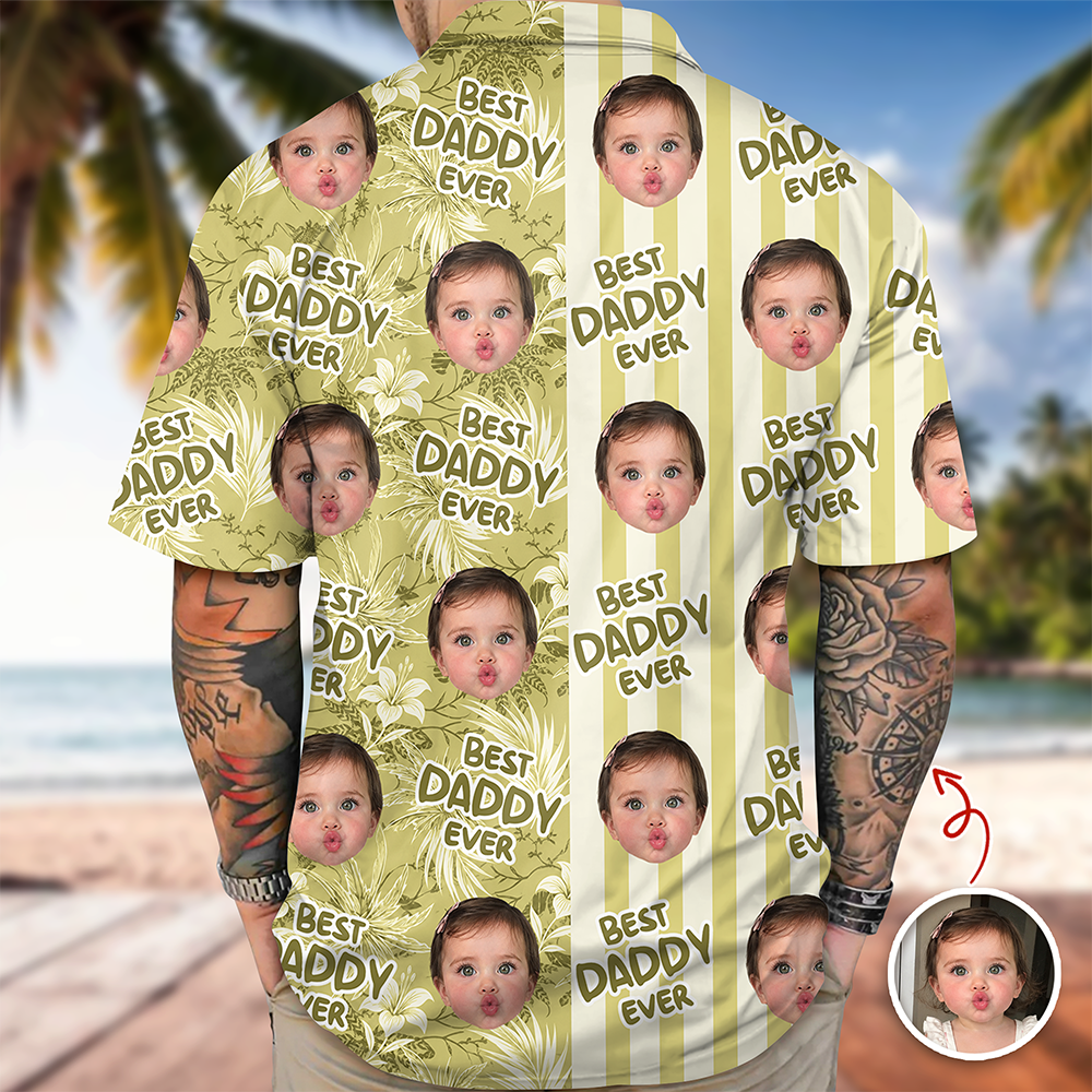 Custom Face Best Dad Ever Tropical Beach Hawaii Shirt Gift For Father's Day CH07 911468