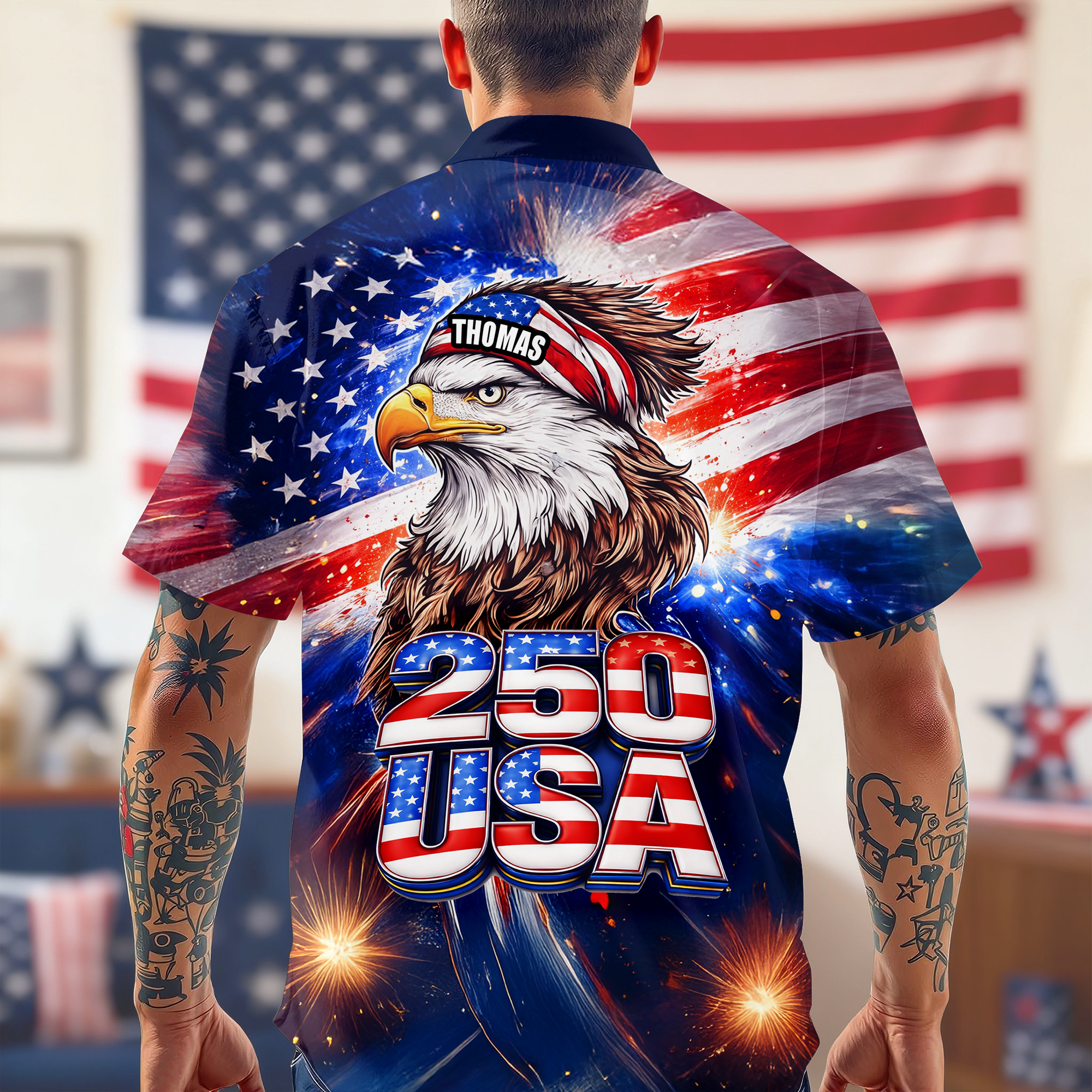 Personalized Name 250 Eagle America Patriotic Hawaii Shirt HA75 921008