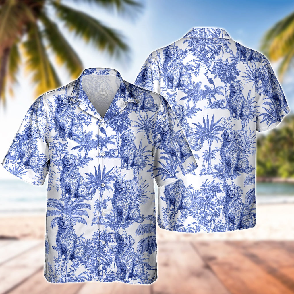 Custom Dog Breeds Chinoiserie Toile De Jouy Style Personalized Hawaiian Shirt HA75 892544