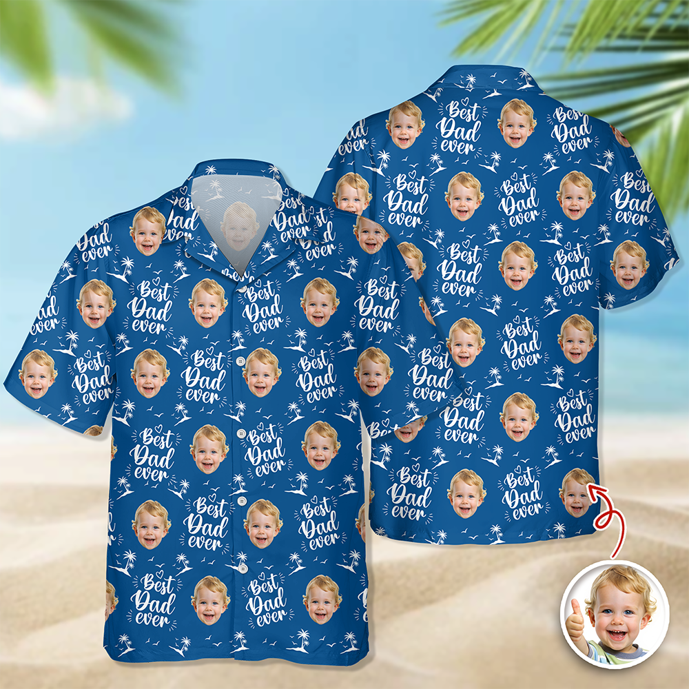 Custom Photo Best Dad Ever Hawaii Shirt - Personalized Father's Day Gift HA75 921318