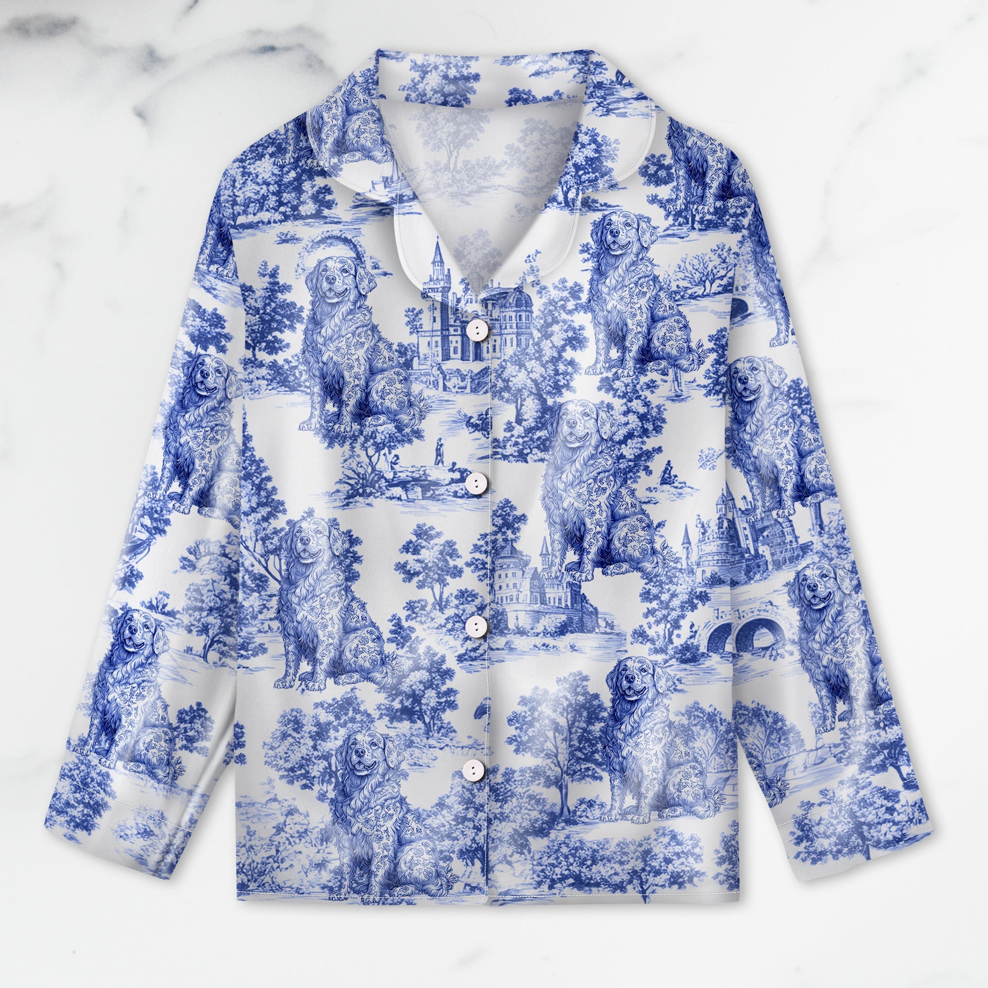 Custom Dog Breeds Chinoiserie Toile De Jouy Style Personalized Satin Pajamas HA75 892542