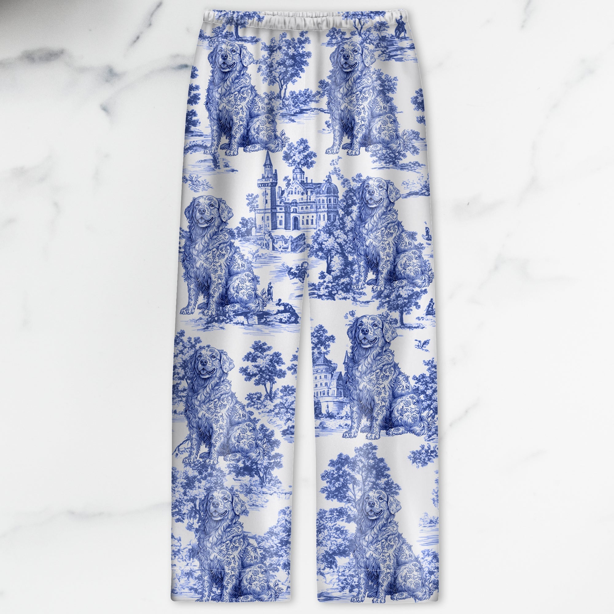 Custom Dog Breeds Chinoiserie Toile De Jouy Style Personalized Satin Pajamas HA75 892542