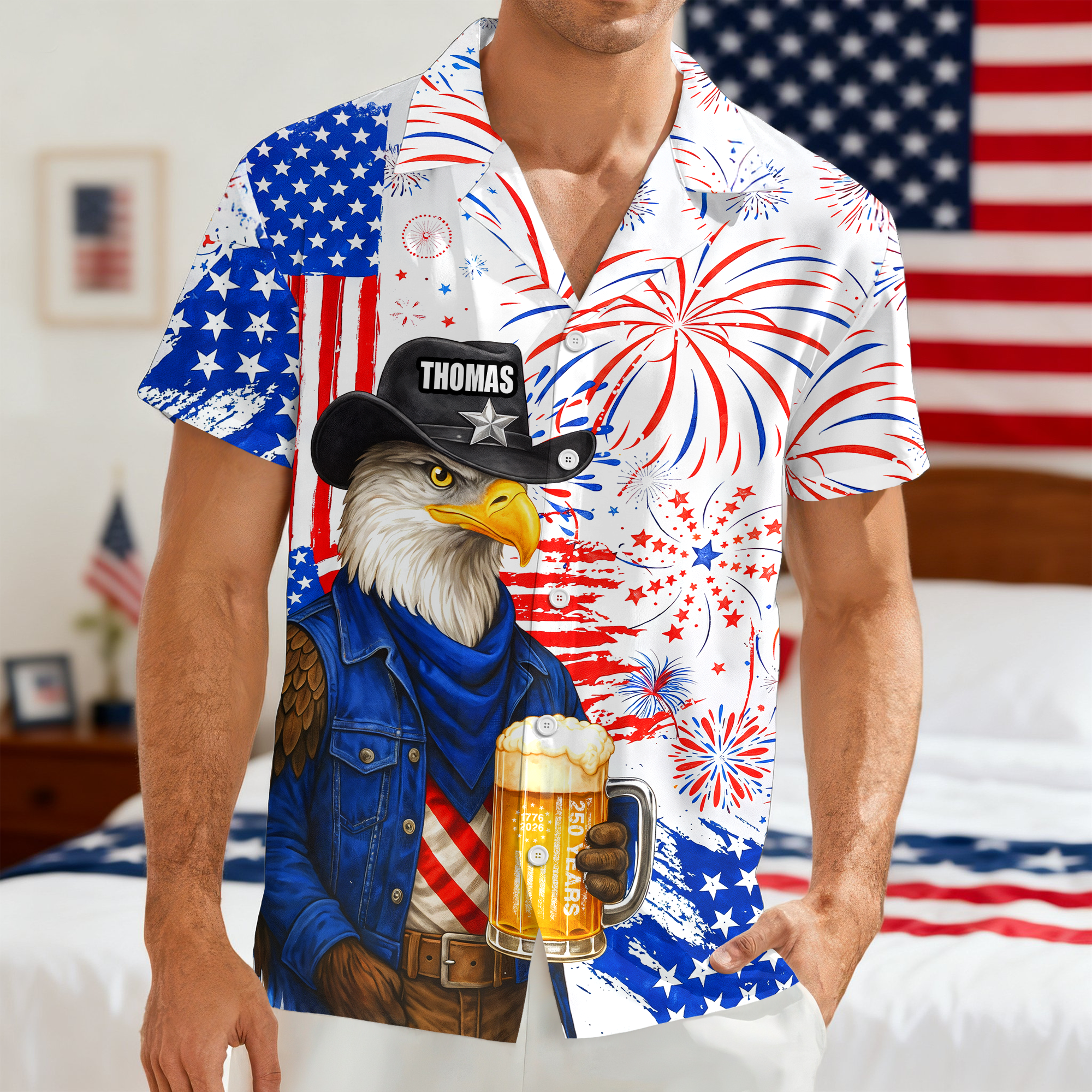 Personalized Name America 250th Birthday US Flag Hawaii Shirt HA75 921002