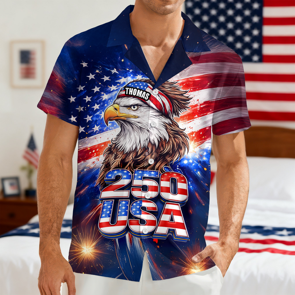 Personalized Name 250 Eagle America Patriotic Hawaii Shirt HA75 921008