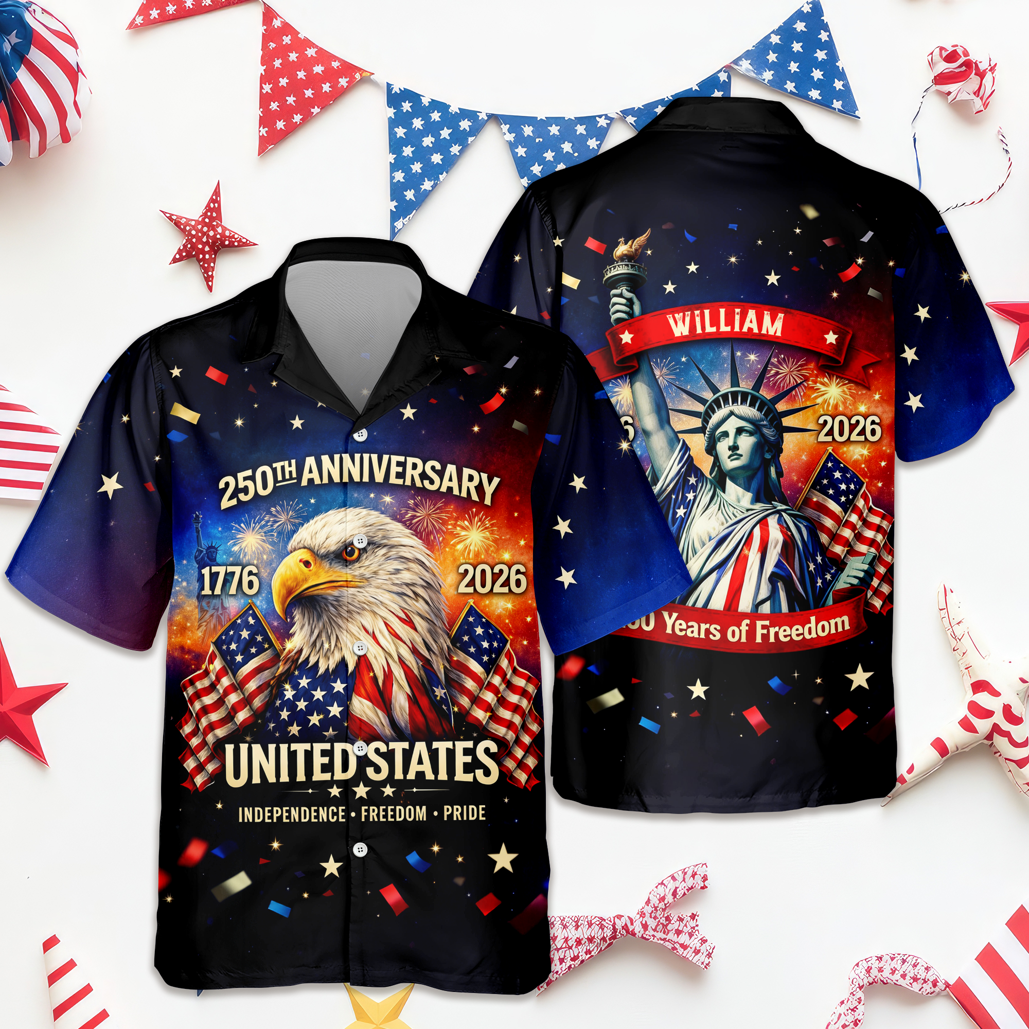 Personalized Happy 250th Anniversary United States - 250 Years of Freedom Hawaiian Shirt CH07 910404