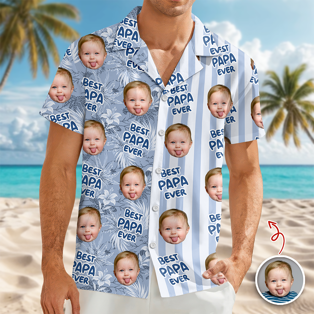 Custom Face Best Dad Ever Tropical Beach Hawaii Shirt Gift For Father's Day CH07 911468