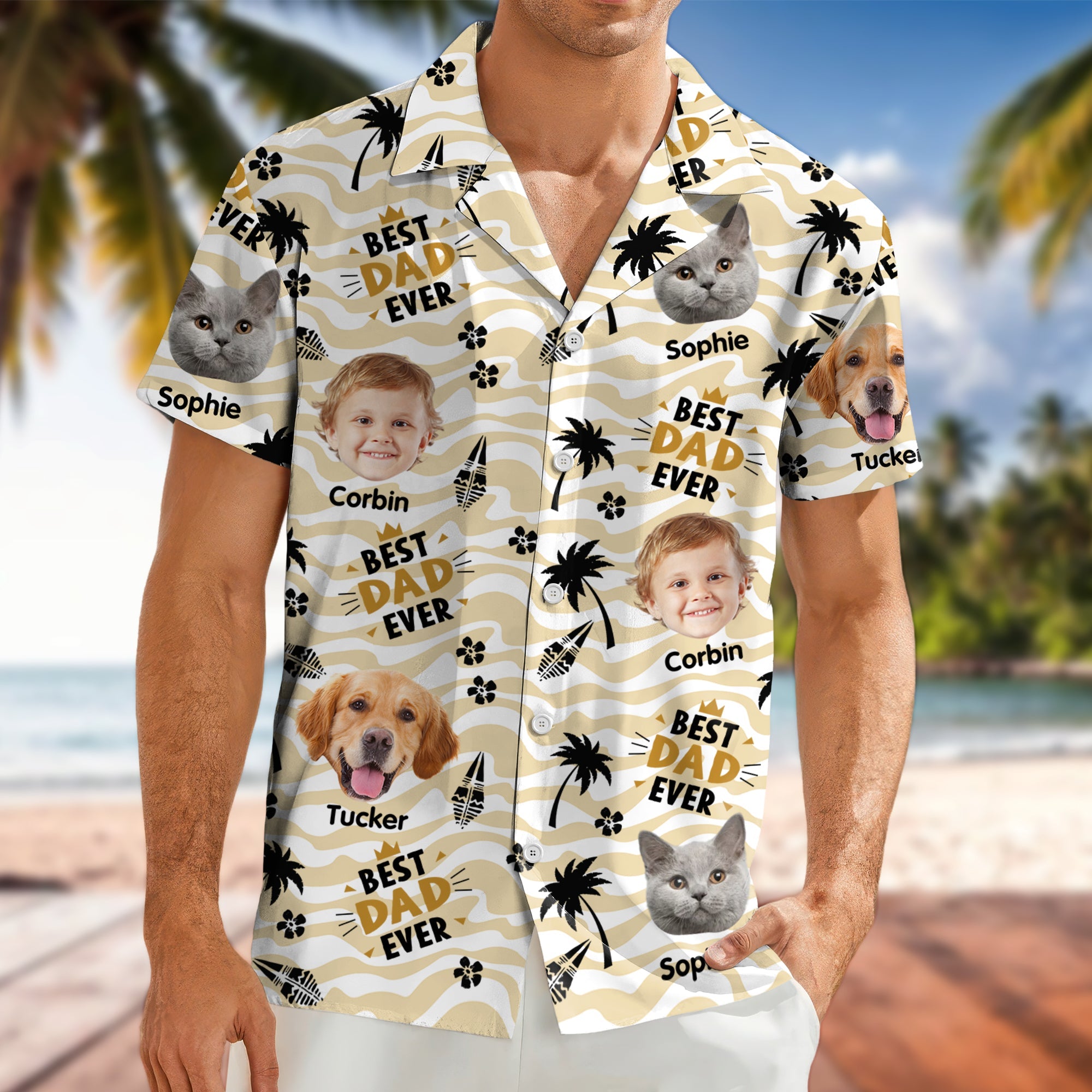 Custom Photo Stick Figures Best Dad Grandpa Ever Hawaii Shirt LM32 893711