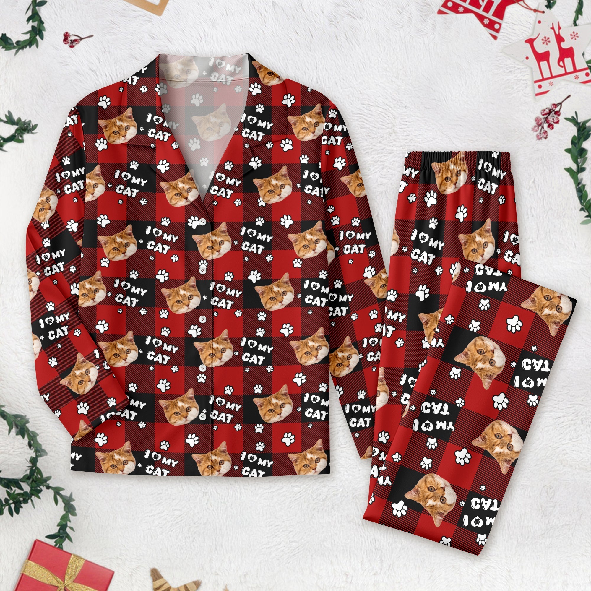 Custom Photo I Love My Dog, I Love My  Cat  Pajamas HA75 895092