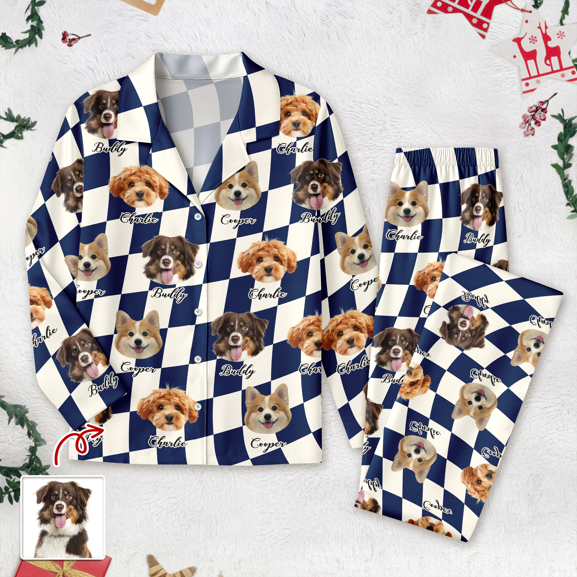 Custom Dog Photo Checker Design For Dog Lover Pajamas TH10 894979